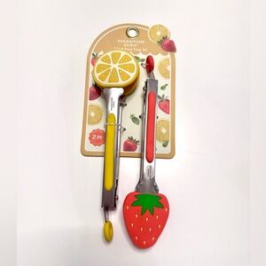 Phantom Chef Fruit-Themed Tongs 2-piece Set, Strawberry & Lemon, 7 in